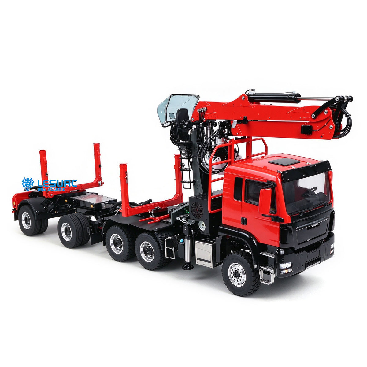 LESU Z0073 1/14 RC Logging Truck Timber Transport Vehicle with Hydraulic Crane 6x6 Metal Chassis 8CH Valves 3Speed Gearbox Light Sound