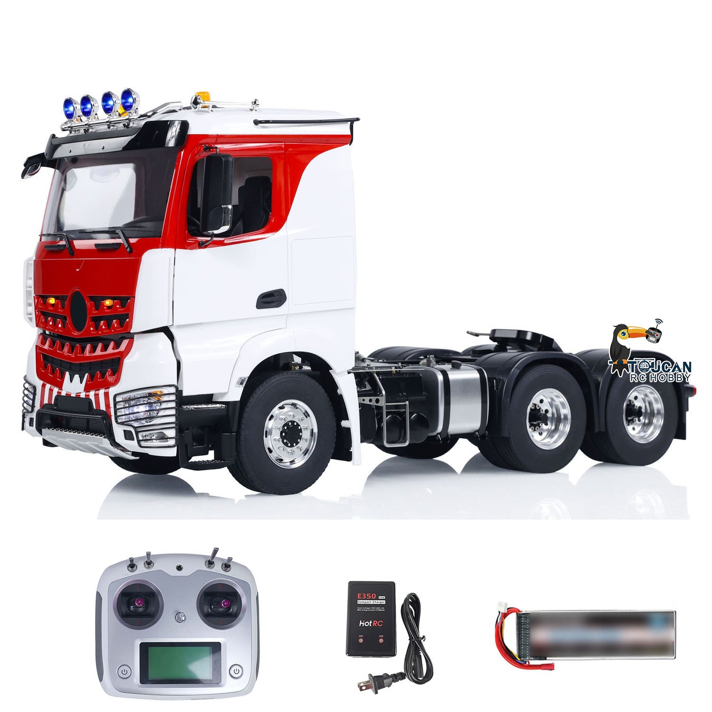 LESU 1/14 6x6 RC Tractor Truck Radio Controlled Car Painted Assembled Hobby Model Metal Chassis 2-Speed Gearbox Smoke Unit