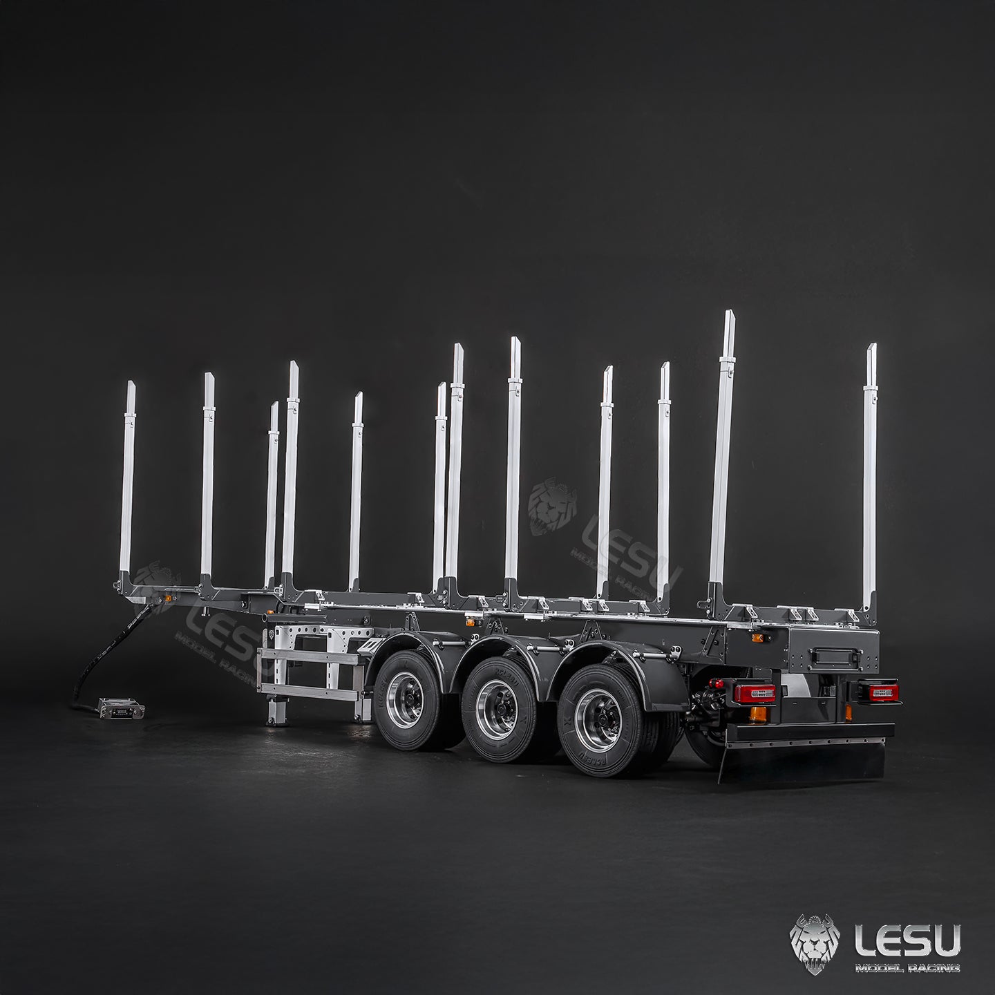 LESU 1/14 Metal Log Semi Trailer RC Wood Transport Car Light Electric Lifting Leg Servo-Controlled Drum Brake for TAMIYA Tractor