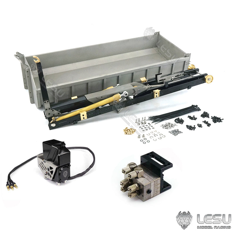 Trailer Bucket Hydraulic Cylinder Crane Valve Oil Tank Pump Suitable for LESU Metal 1/14 Roll On Off RC Dumper Truck Model