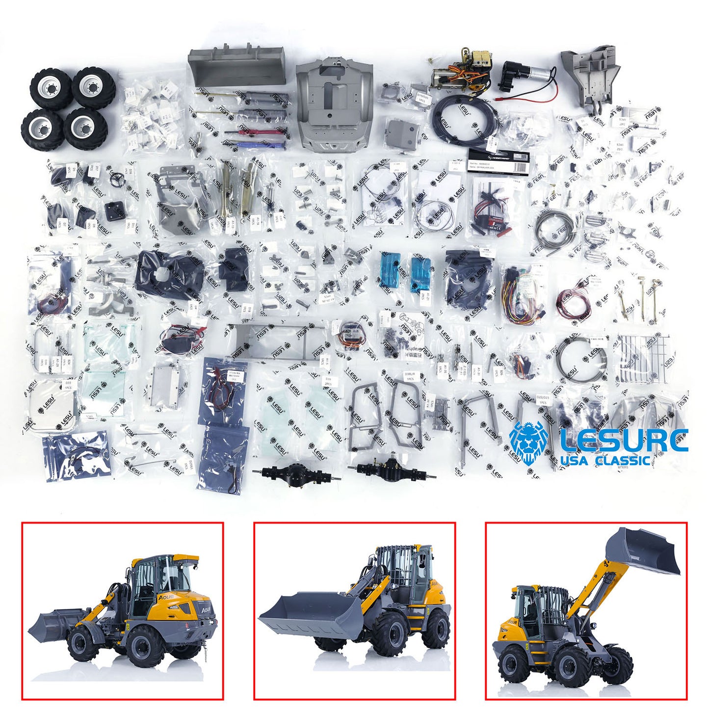 LESU Aoue MCL8 1/14 Metal 4X4 RC Hydraulic Wheeled Loader A0015 with 4CH Reversing Valve Light Sound for Construction Model Collectors