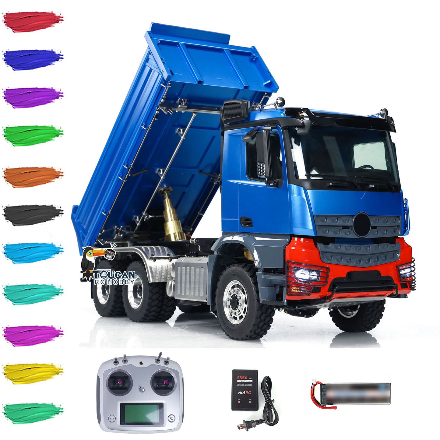 LESU 1/14 Metal 6x6 RC Hydraulic 3 ways Dumper Trucks Engineering  Vehicle Model With I6S Radio System K3363 Low Roof Shell