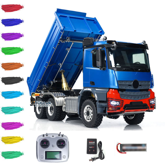 LESU 1/14 Metal 6x6 RC Hydraulic 3 ways Dumper Trucks Engineering  Vehicle Model With I6S Radio System K3363 Low Roof Shell
