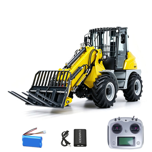IN STOCK LESU 1/14 RC Hydraulic Telescopic Arm Loader AT1050 Tipper Construction Truck Model With 4 Wheel Drive I6S Radio System Fork