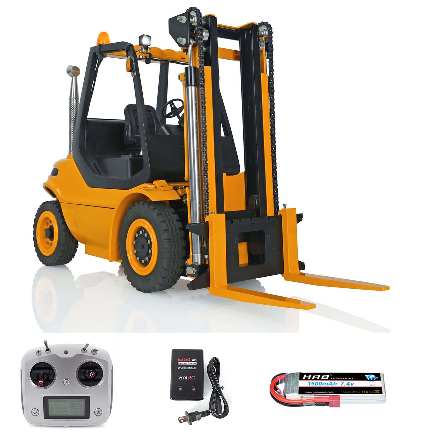 1/14 Scale LESU RC RTR Model Forklift Assembled Transfer Car Truck W/ Light Sound Motor Servo ESC Radio Charger Battery Driver