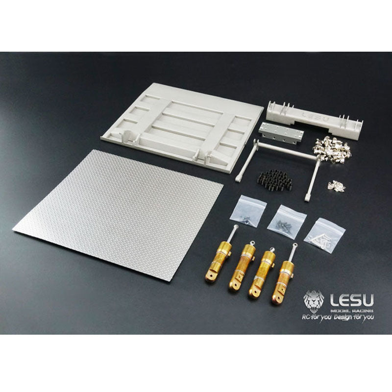 In Stock LESU Metal Hydraulic Tail Plate Lifting Board Wagon W/O Pump Oil Tank Suitable for RC Truck 1/14 Radio Control DIY Tractor