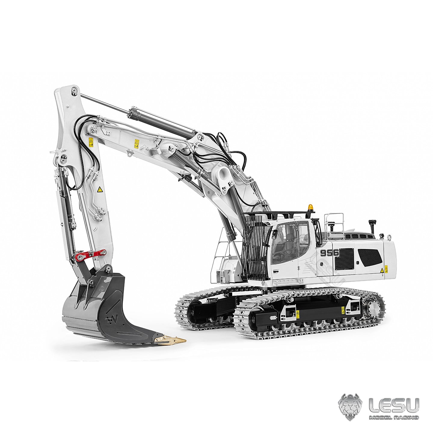 LESU LR956 1/14 Metal 3Arms RC Hydraulic Excavator B0040 with Dual Pump Brushless Motor Light System for Construction Hobbyists Outdoor Fun