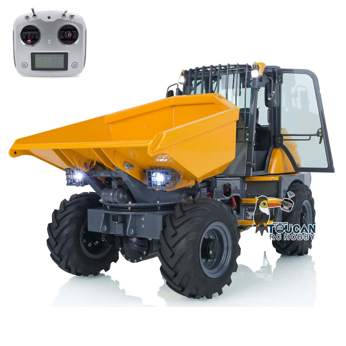 LESU 1/14 Scale AOUE 6MDX Metal Remote Controlled Hydraulic Articulated Dumper Truck 4X4 Tipper Car Construction Vehicle Motor