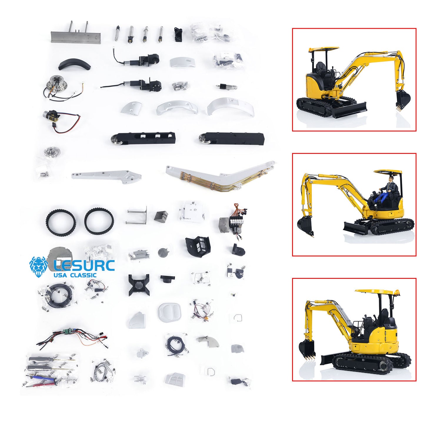 LESU PC30 1/14 Metal RC Hydraulic Excavator B0003 KIT/PNP Mini Digger 6CH Reversing Valve System Brushless Motor Lighting for Hobby Collectors