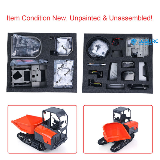 1/14 Hydraulic Remote Control Tracked Dumper KC300HR-5 Unpainted KIT LESU Metal RC Tipper Model Light Sound System No Battery