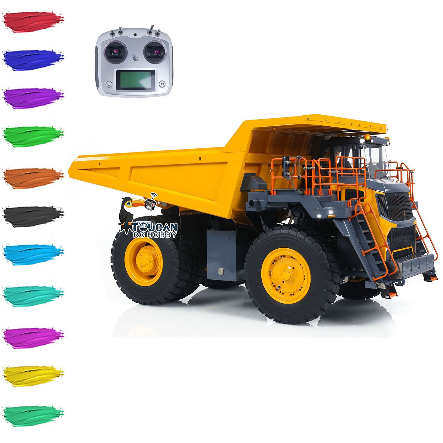 LESU 1/16 Aoue R100E Metal Hydraulic RC Mine Truck Car Dumper Construction Vehicle Already Ready To Run I6S Radio Controller Light