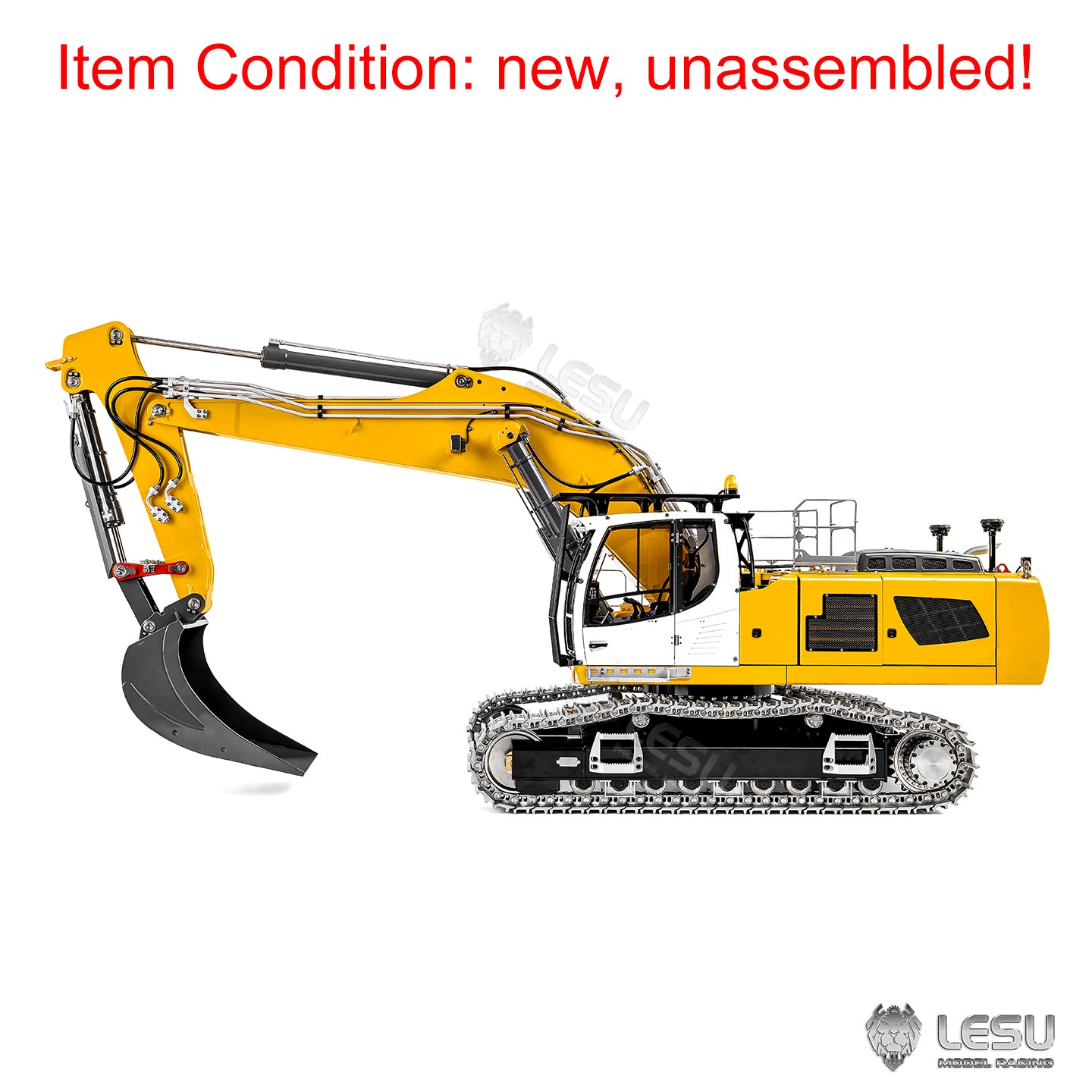 LESU AOUE LR956 1/14 RC Hydraulic Excavator KIT Metal 2 Arms Remote Control Digger Model 4MPA Dual Pumps Light 6CH Brass Valve