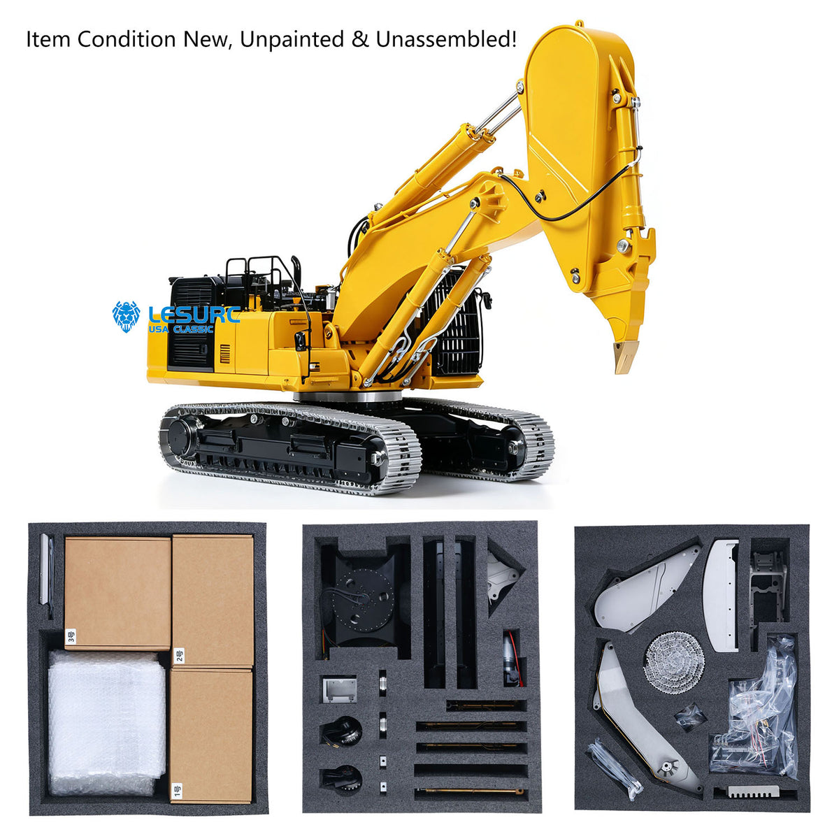 LESU PC500 1/14 Metal Hydraulic RC Crawler Excavator B0020 Remote Control Rock Arm Digger KIT Model with Brushless Motor ESC Light 3CH Valve