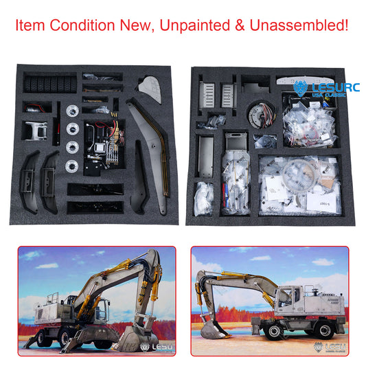 1/14 Scale LESU RC Model Metal Hydraulic Aoue ET30H Wheeled Excavator Digger Pump Valve Light Motor ESC Servo Upgrade Accessories