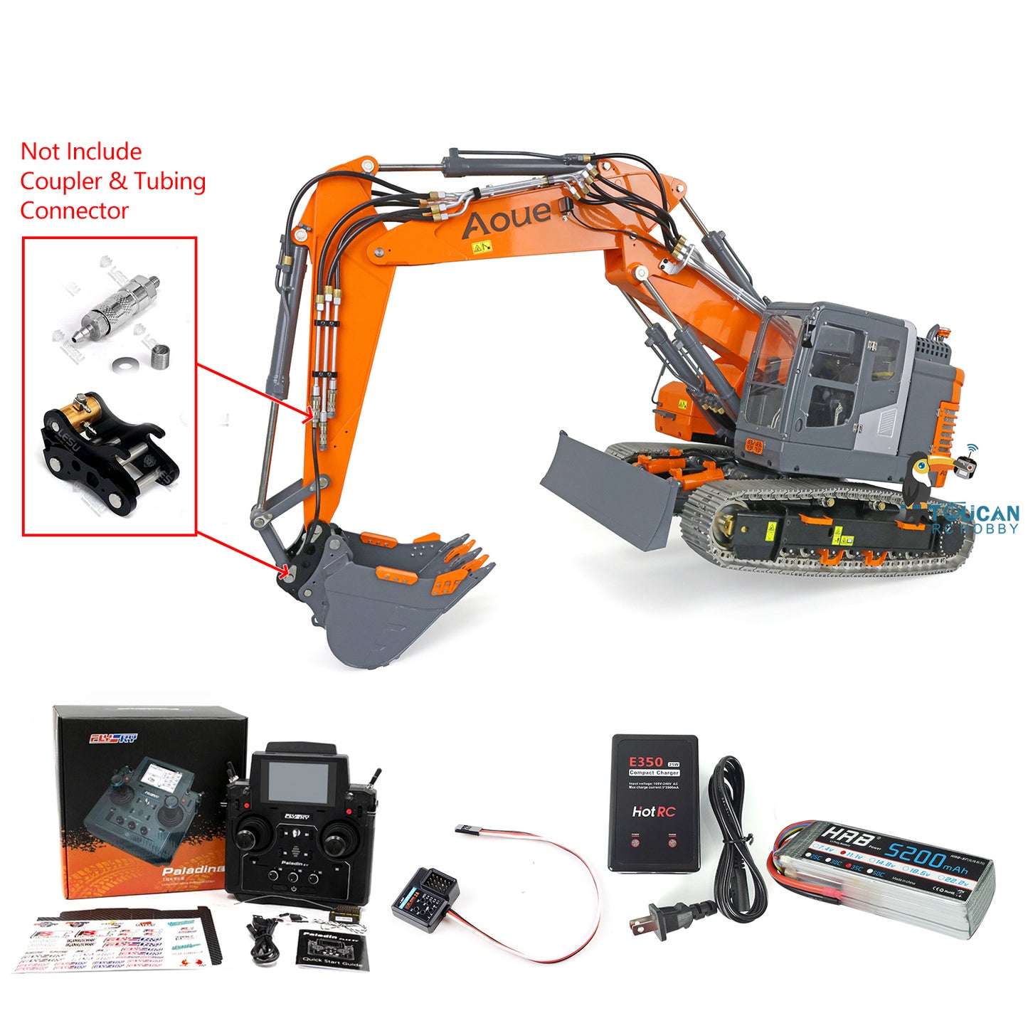 LESU 1/14 Metal RC Hydraulic Excavator Tracked 3 Arms Aoue ET26L With PL18EV Radio System GPS Assembled Diggers Vehicle Model