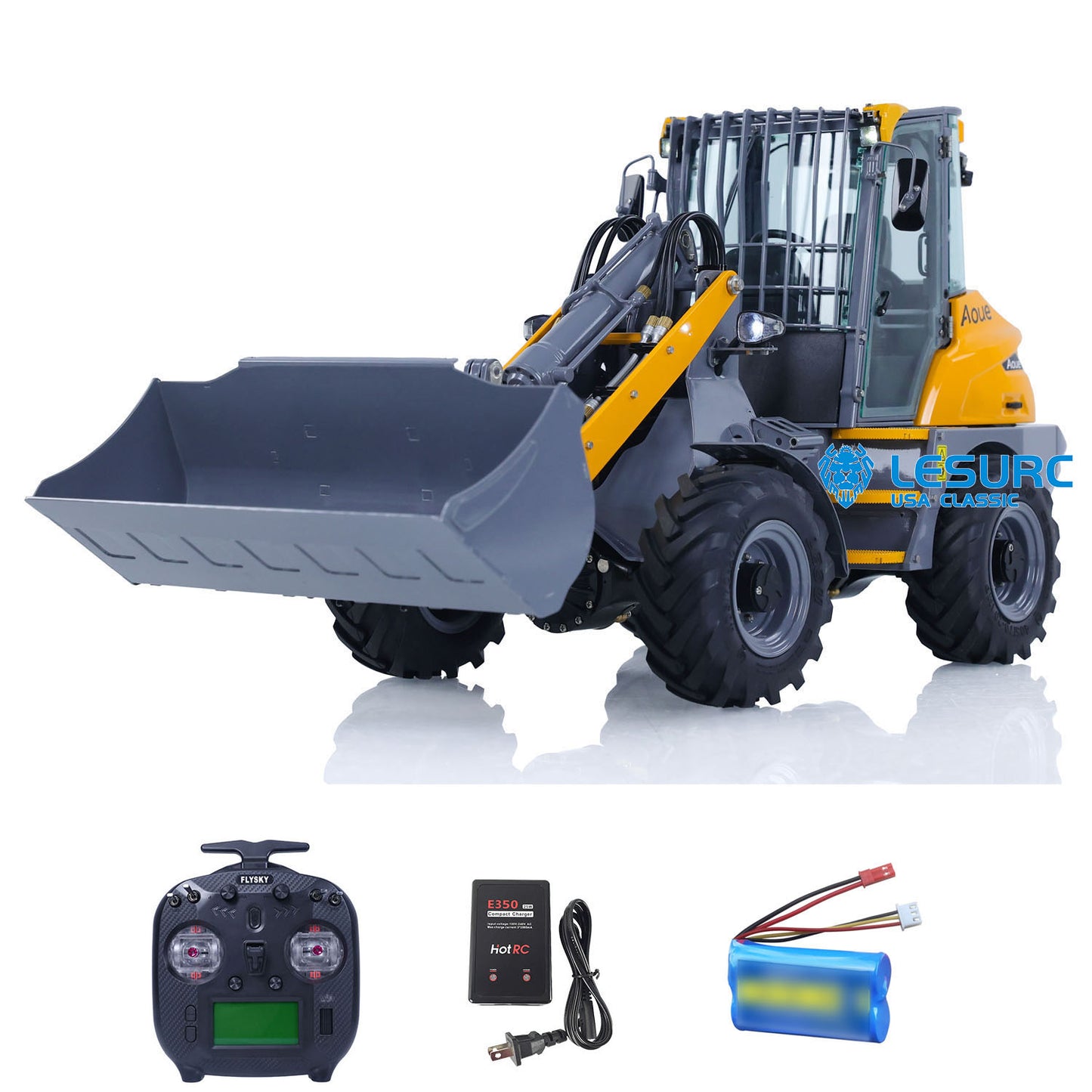 LESU 1/14 RC Loader AOUE MCL8 ST8 Remote Control Car Hydraulic Dozer Shovel Metal Sieve Shovel Rake Bucket Gripper RTR Sound Light