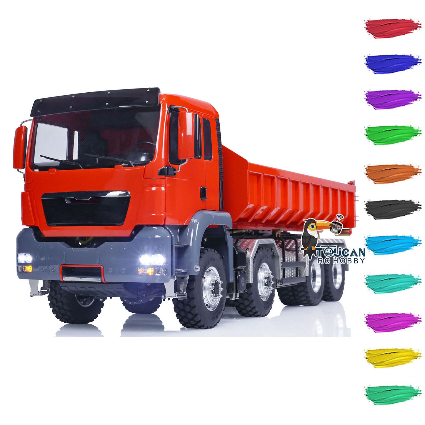 1/14 LESU Remote Control Hydraulic Roll on Off Dumper Truck TGS 8*8 RC Engineering Vehicle Tipper Model With 5 PC Servos