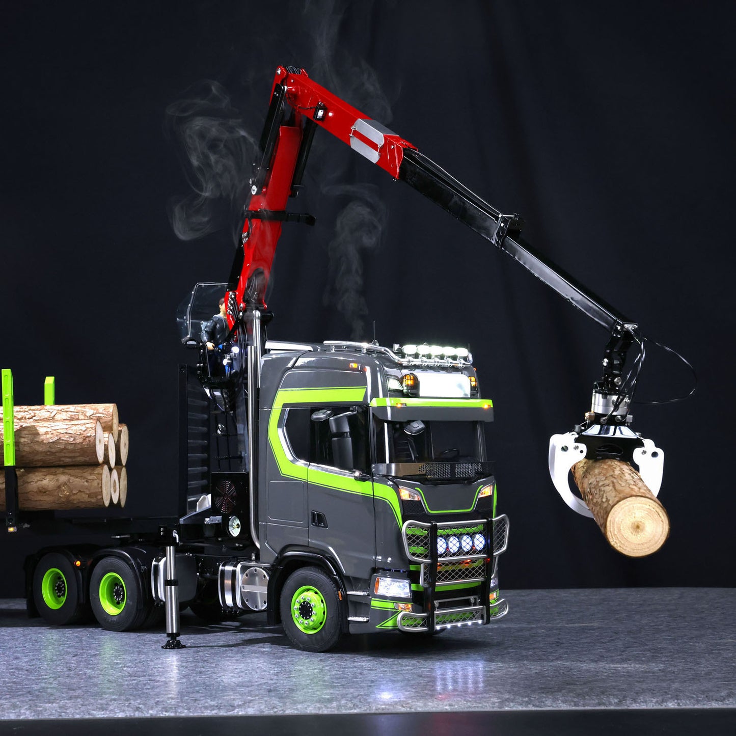 Toucan DIY 6X6 Metal Chassis 1/14 RC Tractor Truck 770S Hydraulic Crane Logging Trailer Emulated Vehicle Model PL18EVLite Radio Smoke