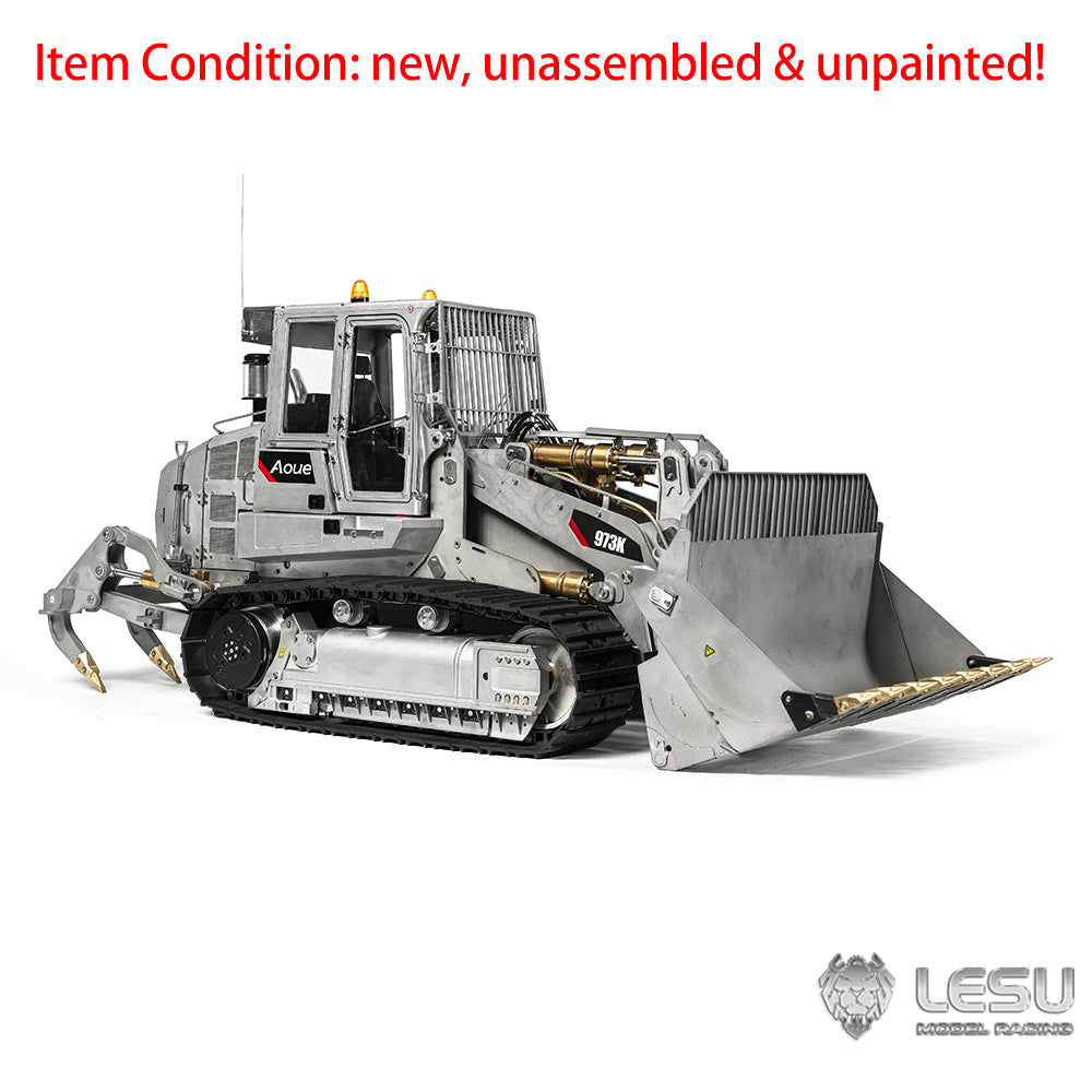 LESU 973K 1/14 Metal RC Hydraulic Loader B0024 with Rear Plow Openable Bucket Light Sound System for Construction Scale Model Builders