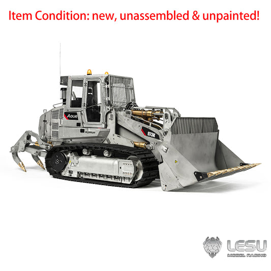 LESU 973K 1/14 Metal RC Hydraulic Loader B0024 with Rear Plow Openable Bucket Light Sound System for Construction Scale Model Builders