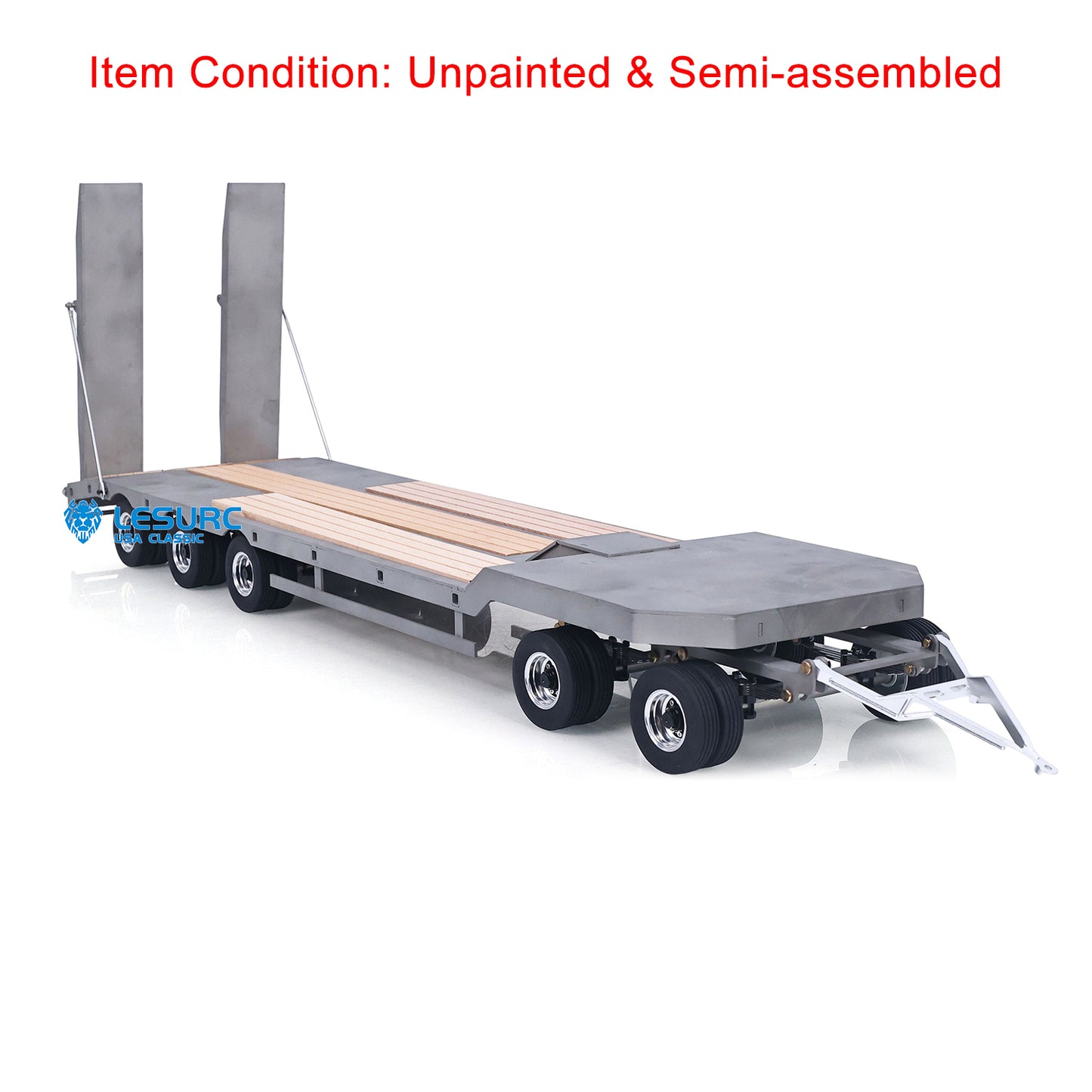 LESU 1/14 Metal RC Flatbed Trailer Transport Vehicle for RC Tractor Truck Model Remote Control Construction Enthusiasts