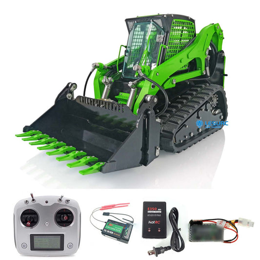 LESU 1/14 Metal Aoue-LT5 Tracked Skid-Steer Loder RC Hydraulic Construction Vehicle RTR Model Sound Light Battery Radio