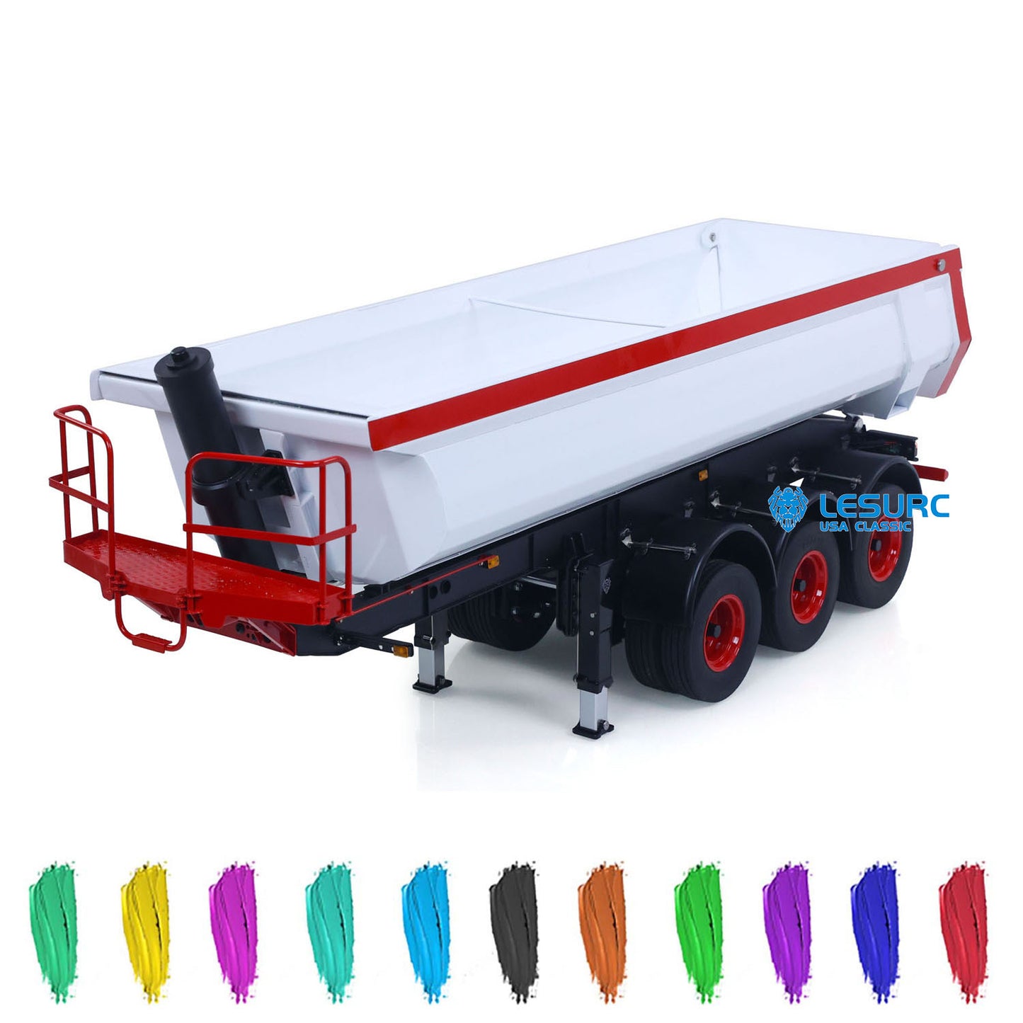 LESU A0045 1/14 Metal Hydraulic RC Semi Dump Trailer Model with Electric Legs for RC Tractor Truck Construction Model Enthusiast