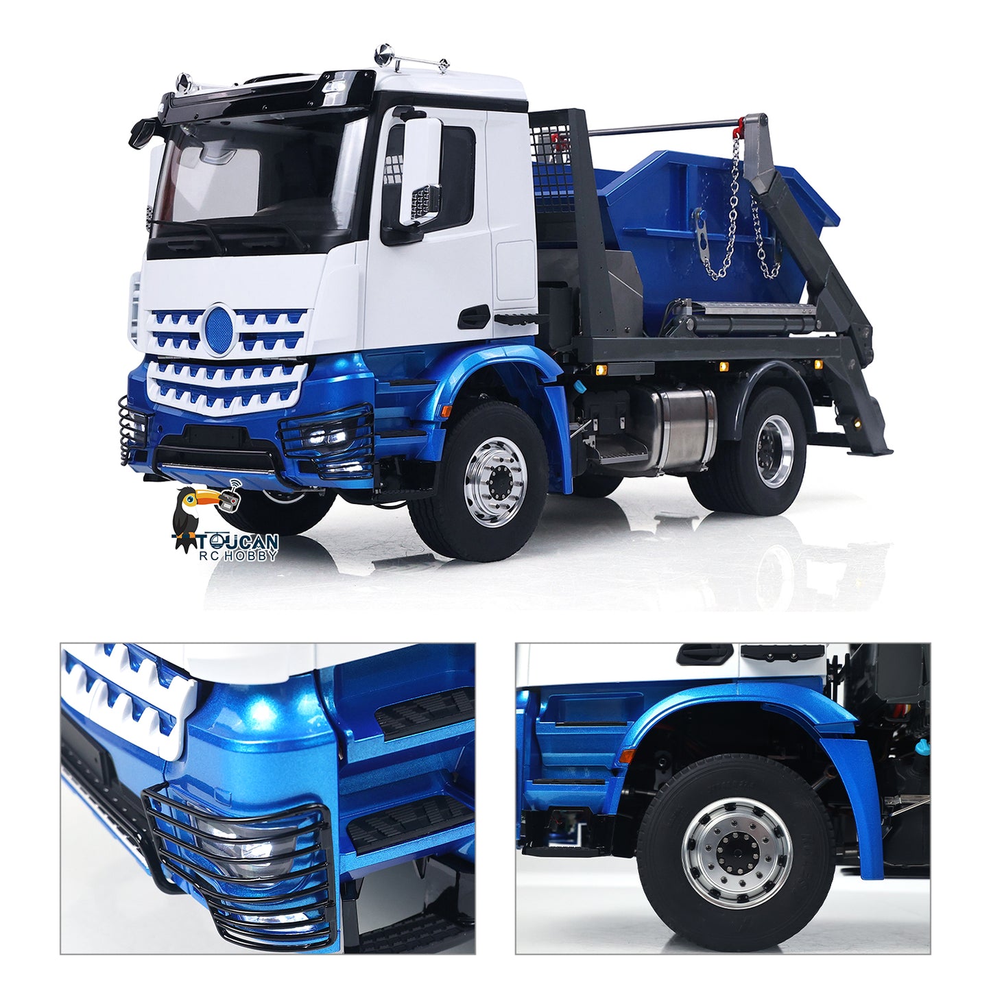 LESU 1/14 4X4 Skip Loader 3Speed 3363 MetalChassisRC Hydraulic Swing Arm Garbage Dump Truck Light Sound Hub Reduction Axle