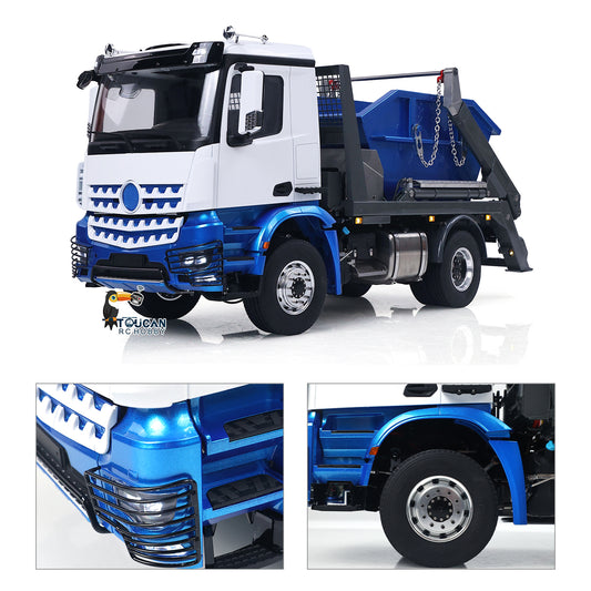 LESU 1/14 4X4 Skip Loader 3Speed 3363 MetalChassisRC Hydraulic Swing Arm Garbage Dump Truck Light Sound Hub Reduction Axle