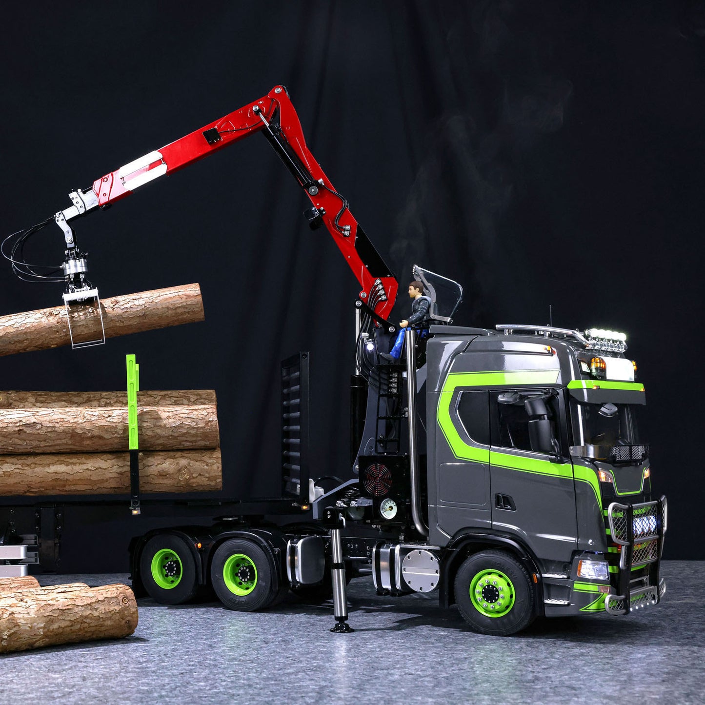 Toucan DIY 6X6 Metal Chassis 1/14 RC Tractor Truck 770S Hydraulic Crane Logging Trailer Emulated Vehicle Model PL18EVLite Radio Smoke