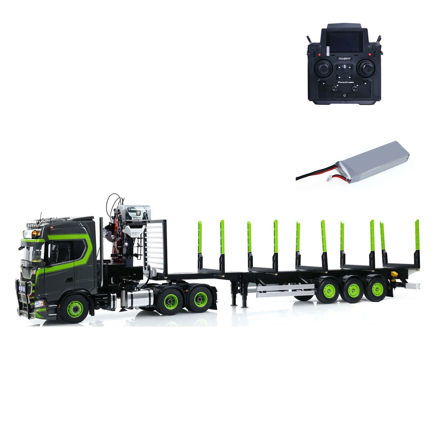 Toucan DIY 6X6 Metal Chassis 1/14 RC Tractor Truck 770S Hydraulic Crane Logging Trailer Emulated Vehicle Model PL18EVLite Radio Smoke
