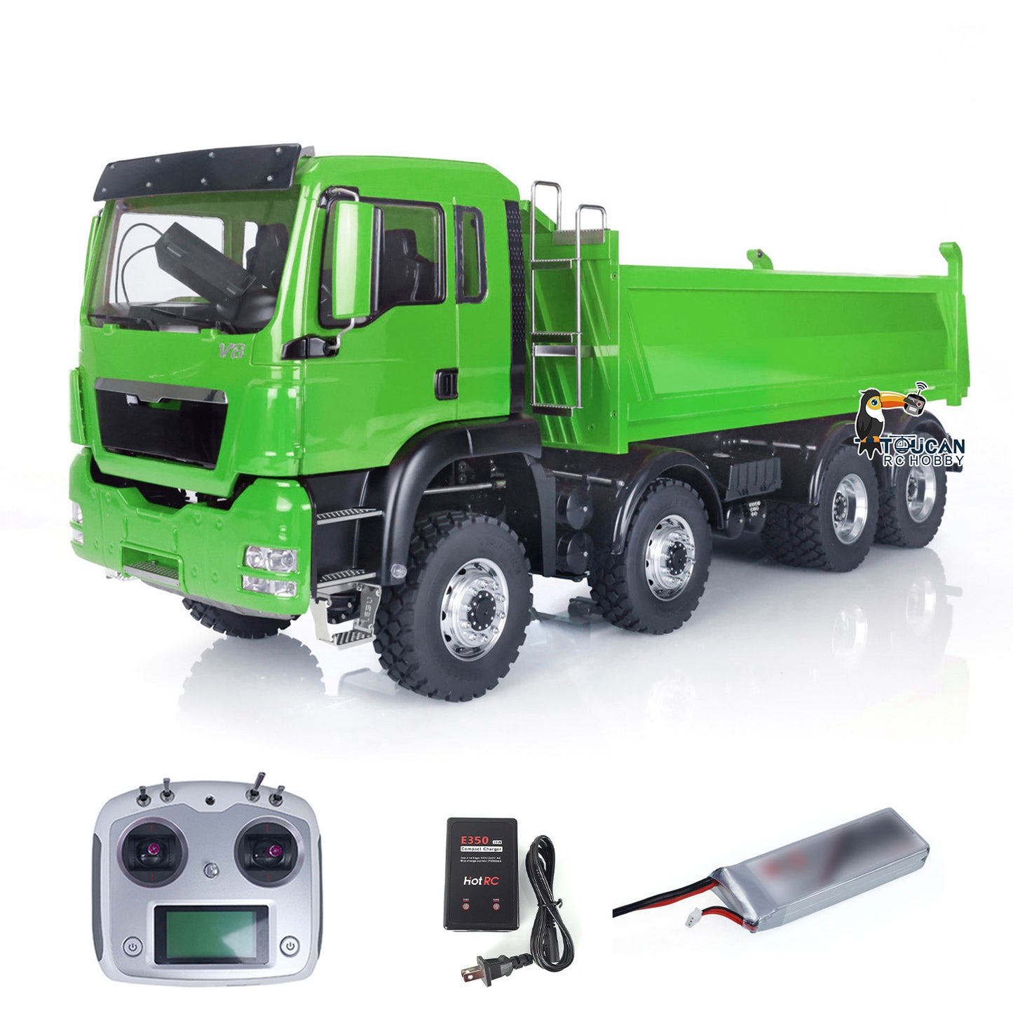 LESU 8x8 RC Hydraulic Lifting Dump Truck 1/14 Tipper Car Painted Model I6S Radio Control Sounds Light