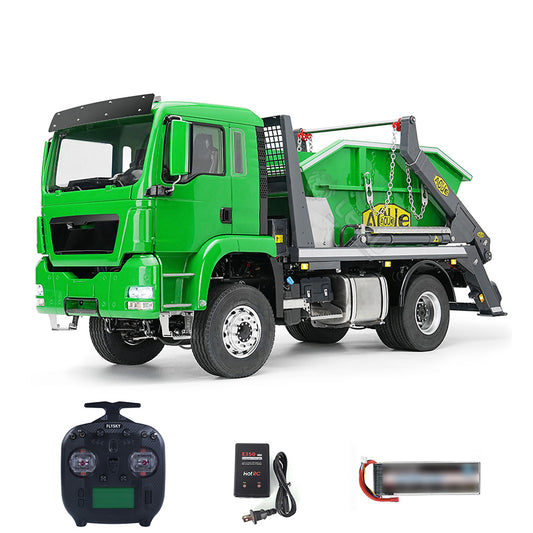 LESU Metal 1/14 RC Hydraulic Swing Arm Garbage Truck 4X4 Skip Loader RTR TGS Car Radio Control Emulated Vehicle Model 4CH 3Speed