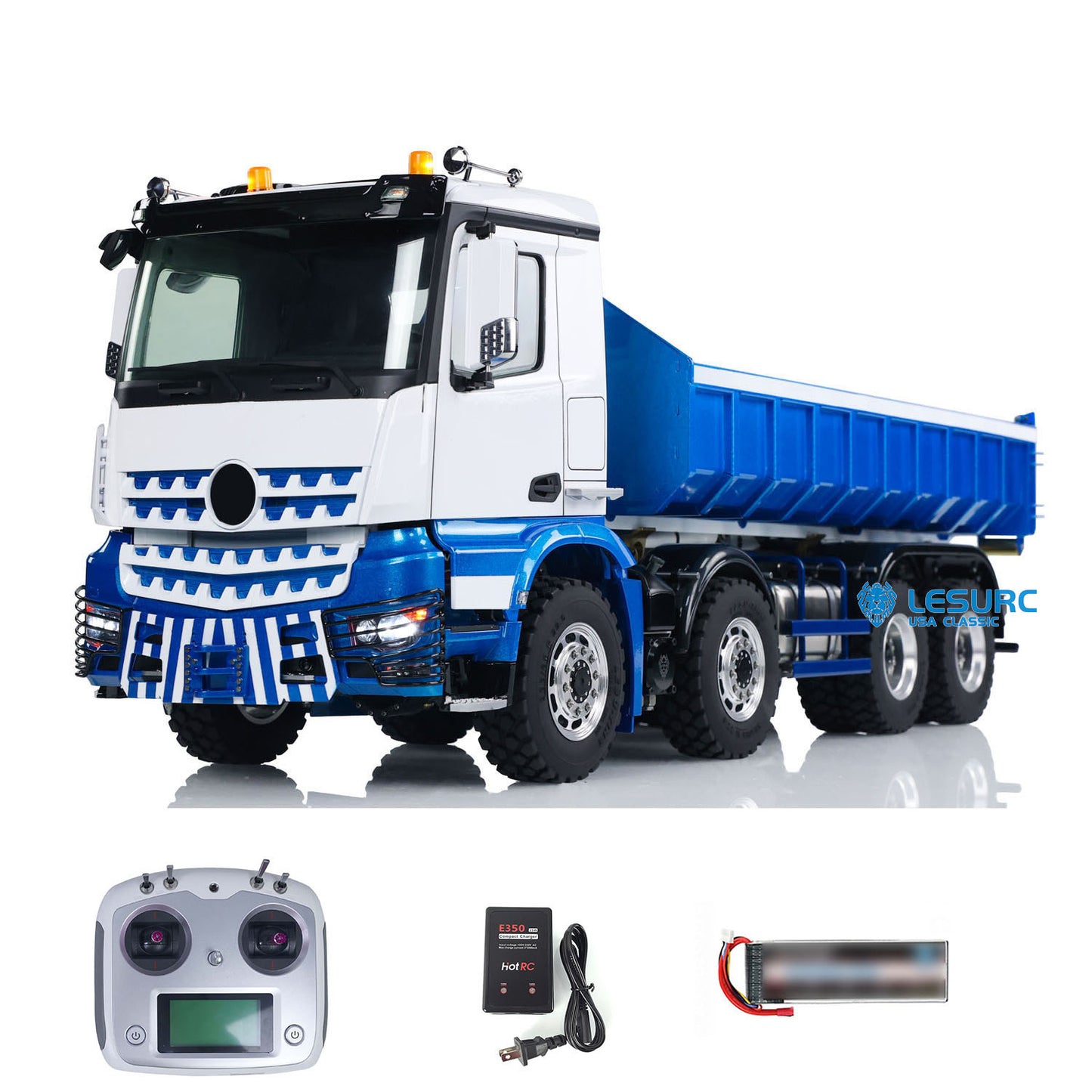 LESU Z0036 1/14 Metal 8x8 Hydraulic RC Roll On Off Dumper 2 Speed Transmission Differential Lock Sound Light System Front Hook