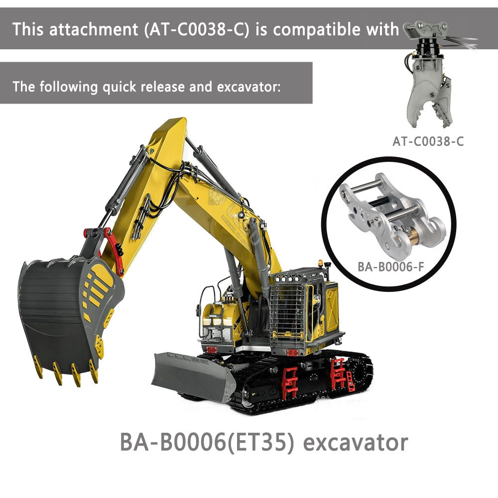 Metal Claw Crusher Pliers Quick Detachable Fixed Mount 1/14 LESU Hydraulic Aoue ET35 RC Excavator Remote Control Digger