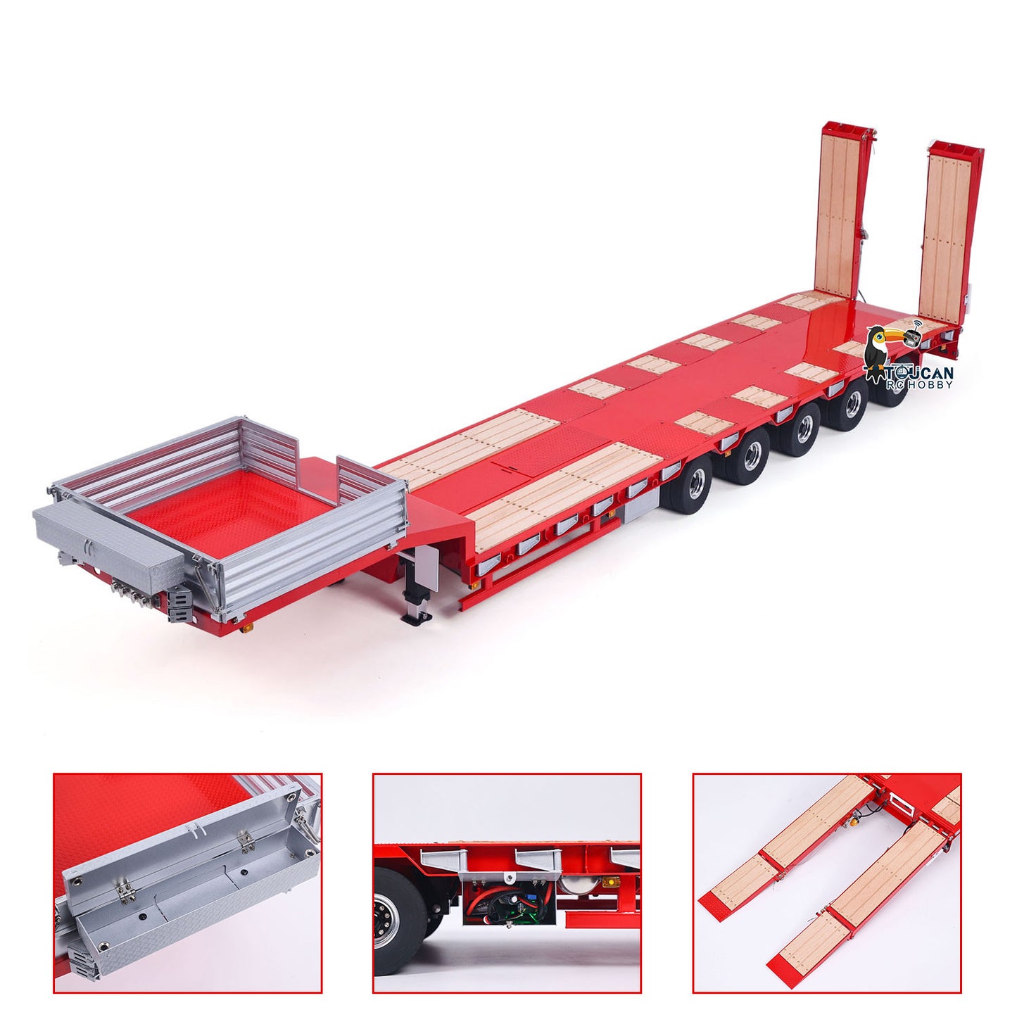 5 Axles Steering LESU 1/14 Metal Semi Trailer Hydraulic Lifting Tailboard Electric Support Legs for DIY RC Tractor Truck Model