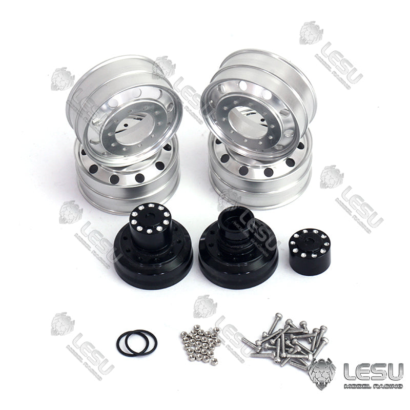 LESU Metal Wide Front Rear Wheel Hub Flange Tire Parts Suitable for 1/16 RC Tractor Truck Radio Controlled Trailer Dumper