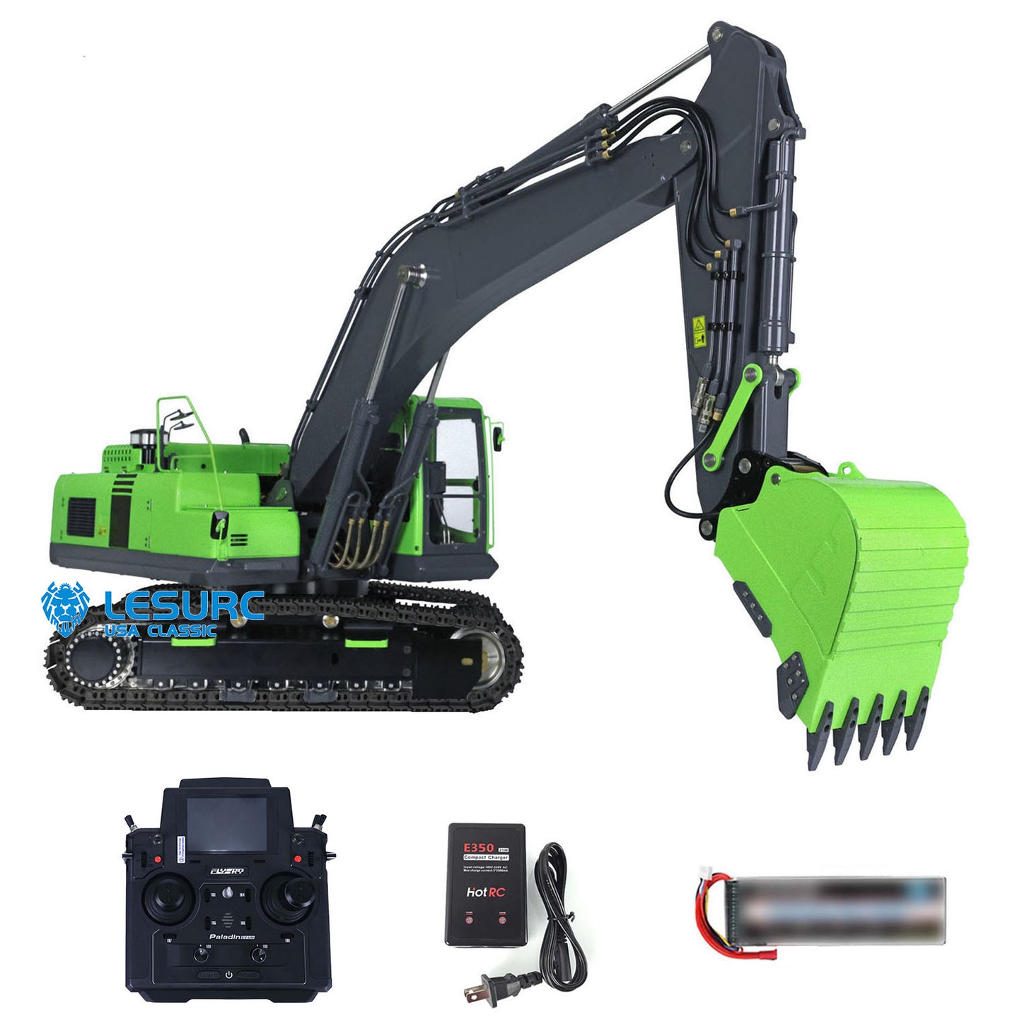 LESU PC360 1/14 Metal RC Excavator B0002 RTR Hydraulic Stainless Steel Digger Light System Grab Grapple Fixed Mount FlySky PL18EV Lite Controller