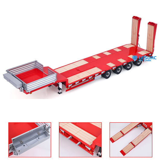 IN Stock LESU A0054 1/14 Metal Trailer Hydraulic Lifting Tailboard 4 Axles Steering Available Electric Support Legs for DIY RC Tractor Truck