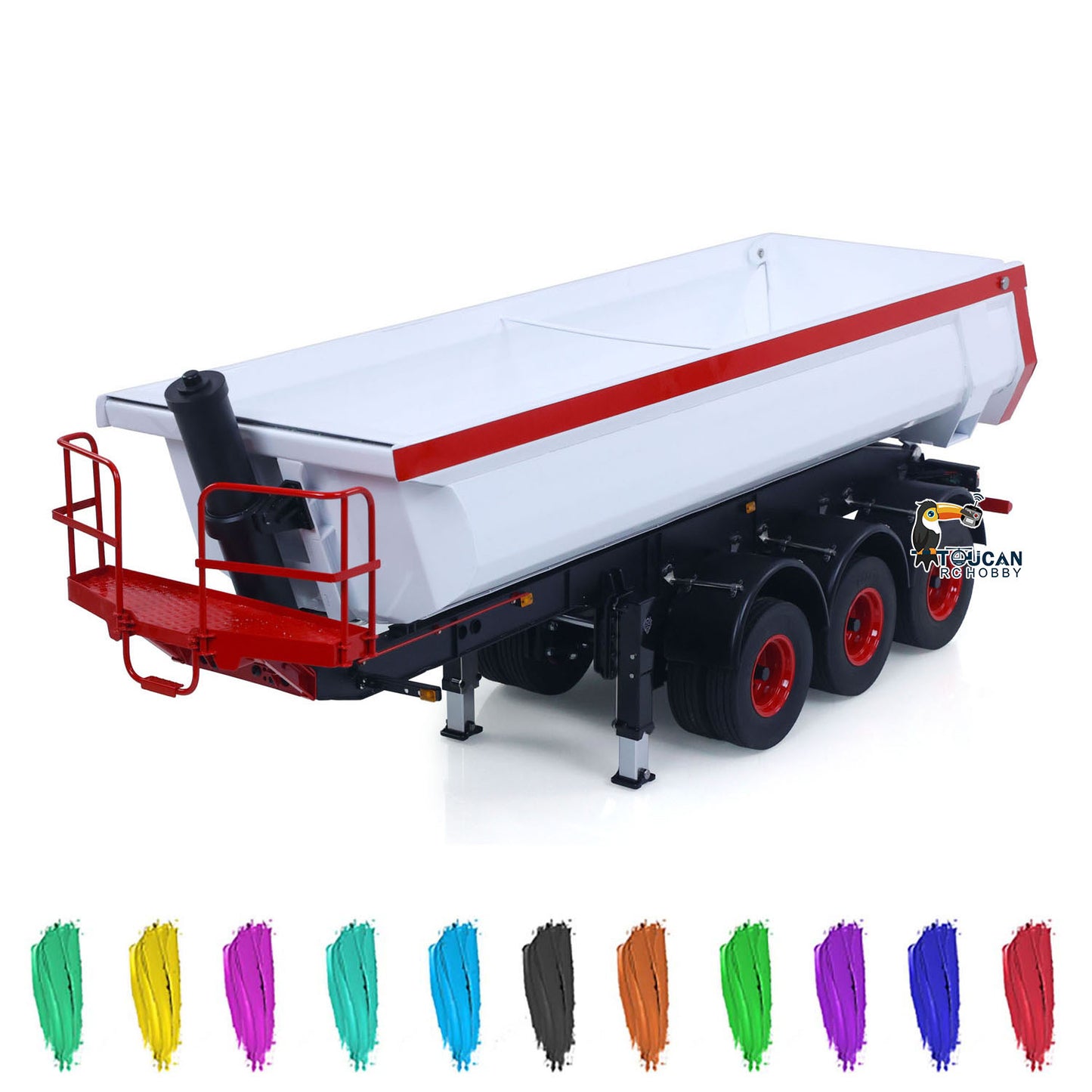 Metal LESU 3 Axles 1/14 Hydraulic Dump Trailer Model for RC Tractor Truck DIY TAMIYA With A0045 U-Bucket Electric Lifting Legs
