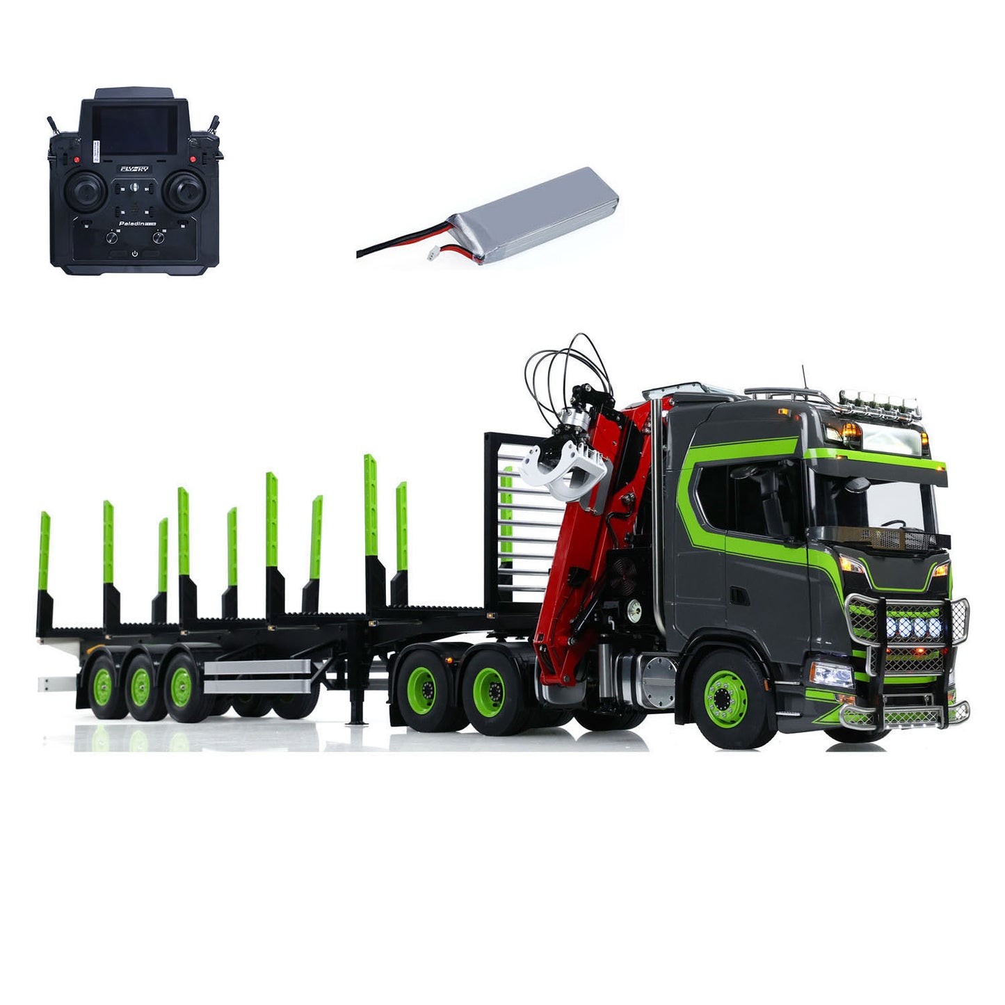 Toucan DIY 6X6 Metal Chassis 1/14 RC Tractor Truck 770S Hydraulic Crane Logging Trailer Emulated Vehicle Model PL18EVLite Radio Smoke