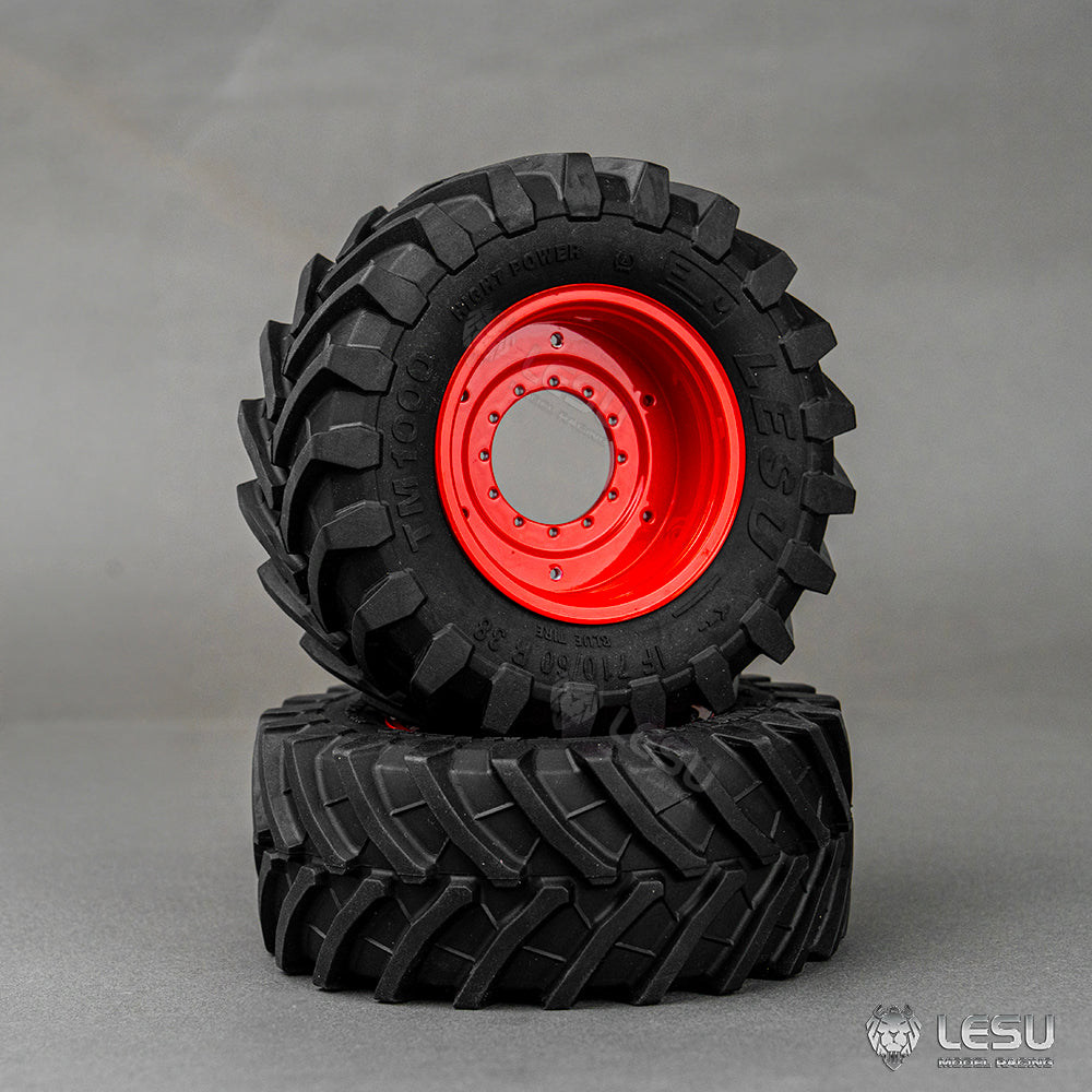 Rubber Front Rear Wheel Tire Tyre Metal Front Rear Wheel Hub Coupling for LESU AOUE 1050 1/14 RC Hydraulic Tractor Model DIY Parts