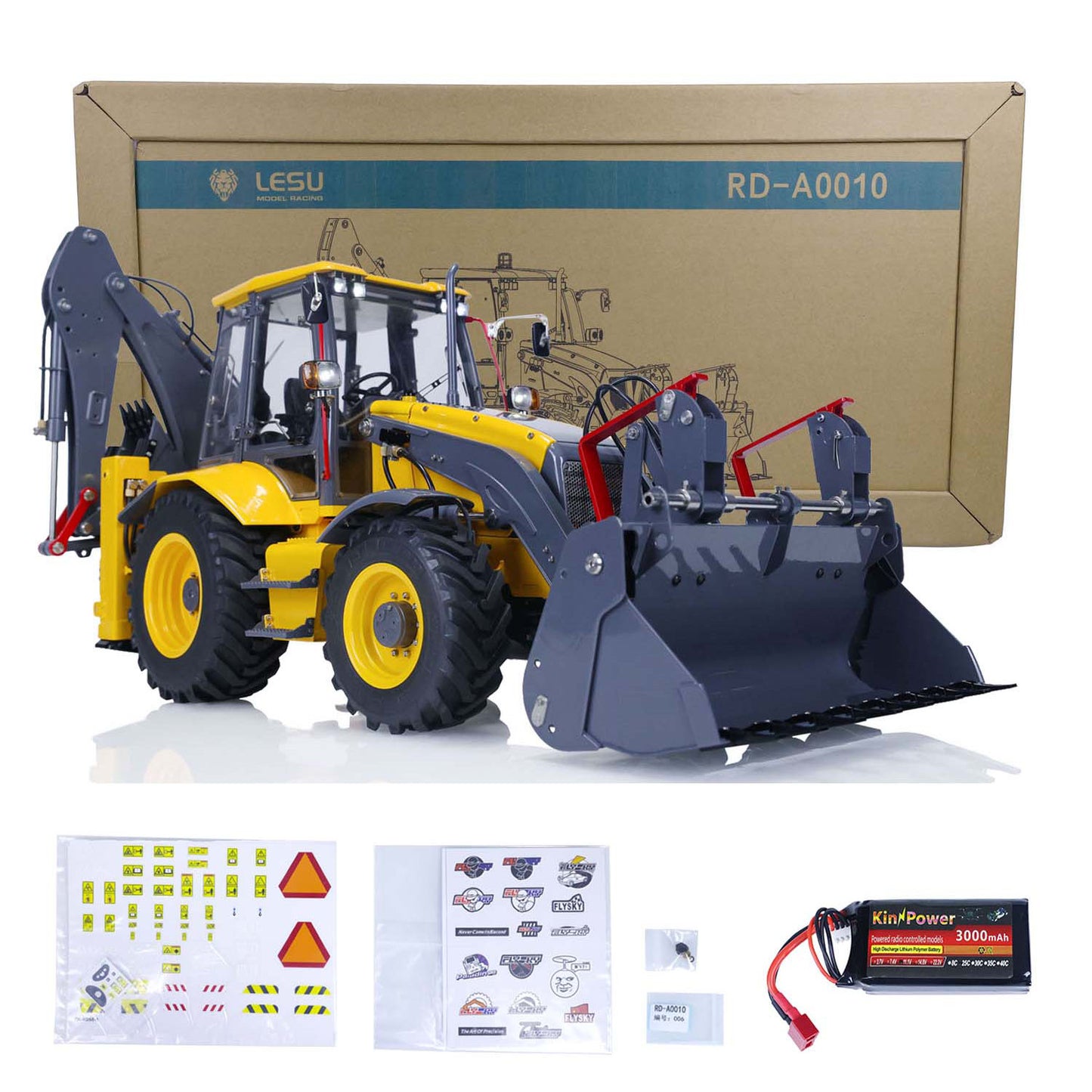 LESU 1/14 RC Backhoe Loader Metal Hydraulic AOUE BL71 2 in 1 Electric Excavator Assembled W/ Motor Servo ESC Light Sound Battery