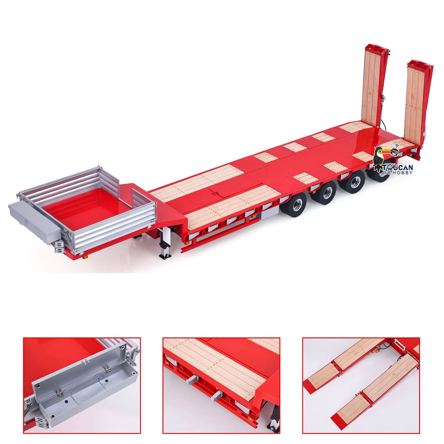 LESU 1/14 Metal Trailer Hydraulic Lifting Tailboard 4 Axles Steering Available Electric Support Legs for DIY RC Tractor Truck