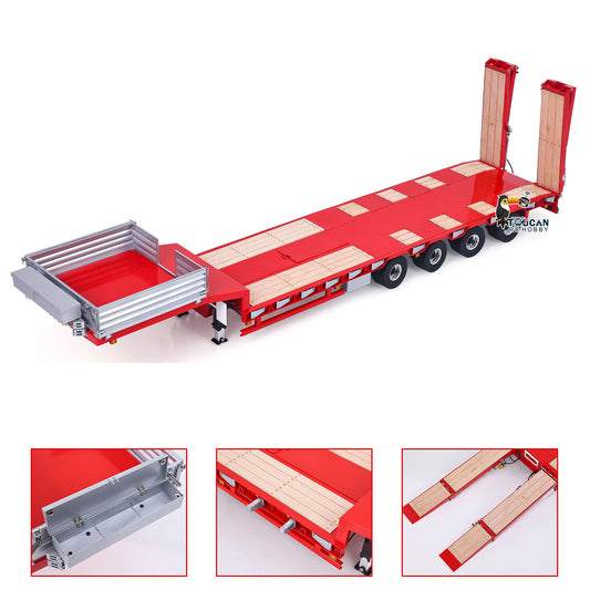 LESU 1/14 Metal Trailer Hydraulic Lifting Tailboard 4 Axles Steering Available Electric Support Legs for DIY RC Tractor Truck