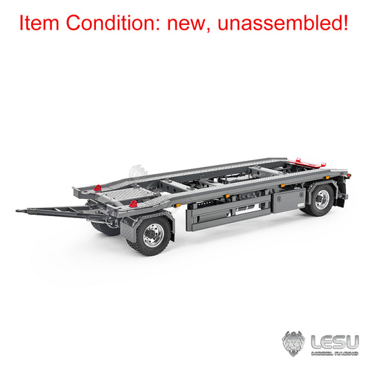 Painted Metal 1/14 RC Trailer A0065 KIT Lights Front Wheel Steerable for LESU Remote Control Hydraulic Roll on off Dumper Tipper