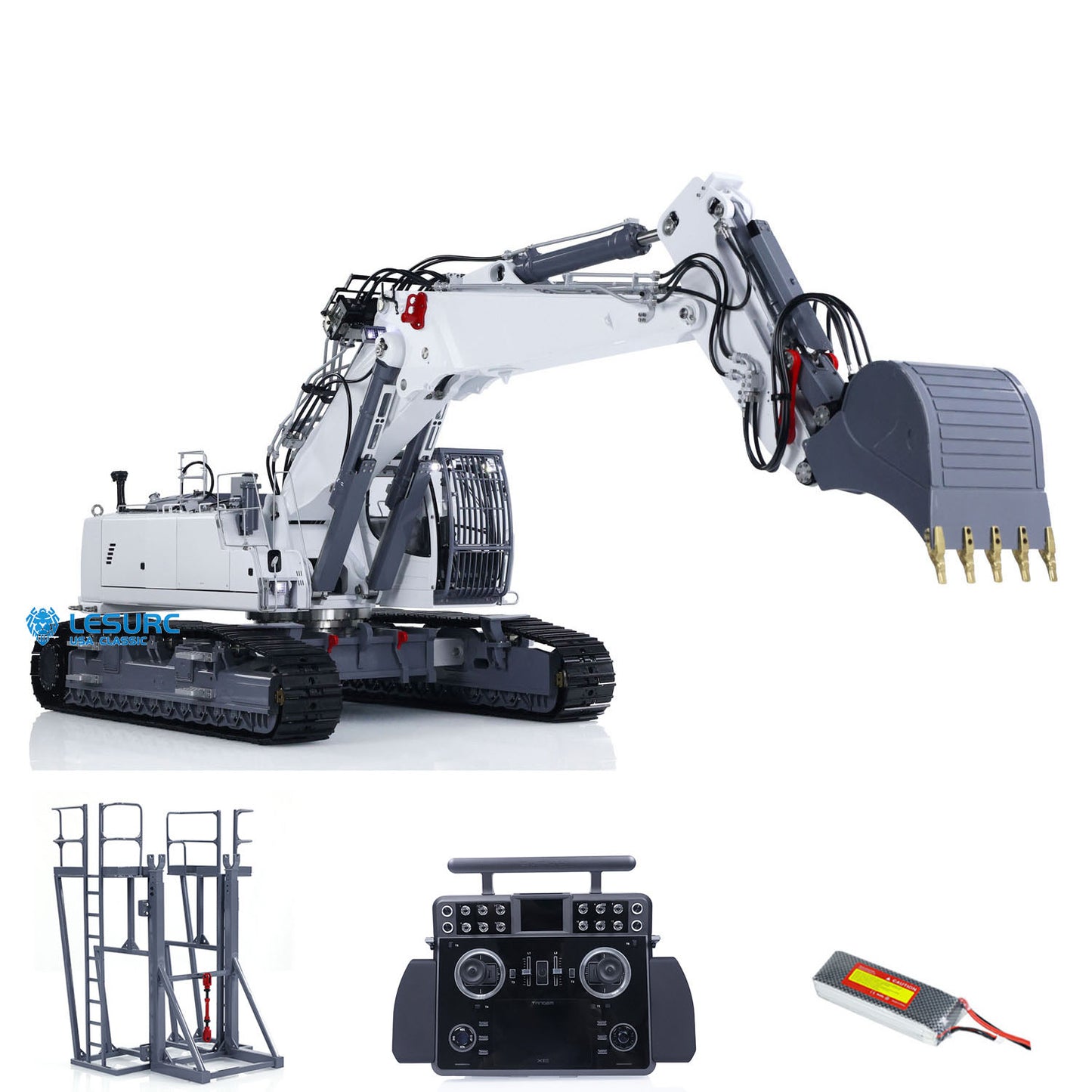 LESU 1/14 RC Full Hydraulic Excavator LR960 RTR Digging Arm Heavy Digger Construction Vehicle Model Frsky XE Radio Battery GPS