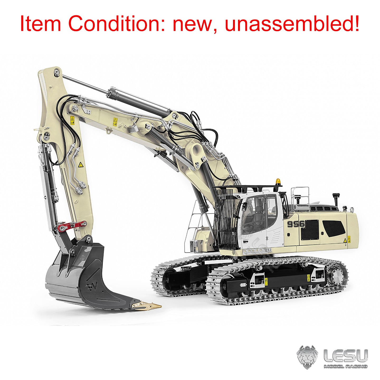 LESU 1/14 Remote Control Metal Hydraulic Excavator Aoue LR956 KIT 3 Arms RC Digger Model 7CH Valve GPS 4MPA Dual Pumps Light ESC