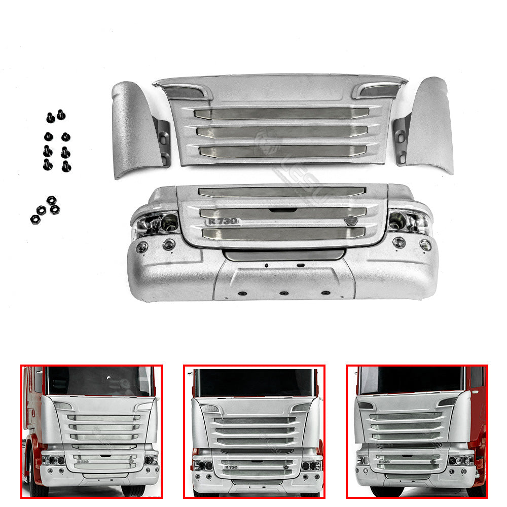 Metal LESU R730 Front Face Net Bumper Sets for R470 R620 1/14 TAMIYA RC Tractor Truck Model