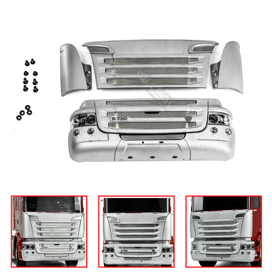Metal LESU R730 Front Face Net Bumper Sets for R470 R620 1/14 TAMIYA RC Tractor Truck Model